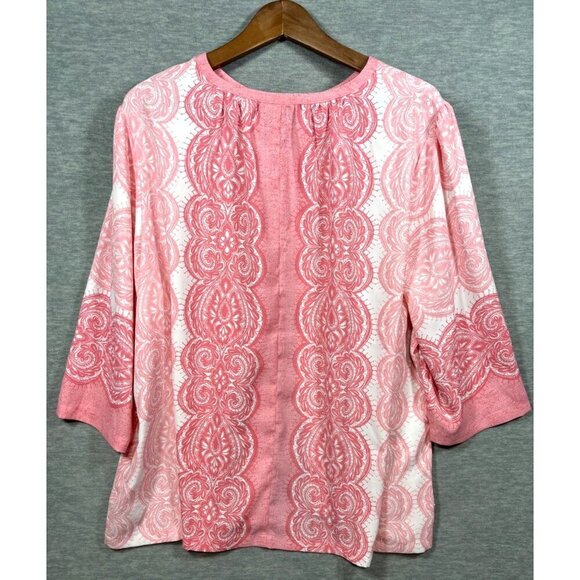 Bob Mackie Cardigan Jacket Kimono 2X Wearable Art Pink Paisley Open Front - Picture 6 of 6